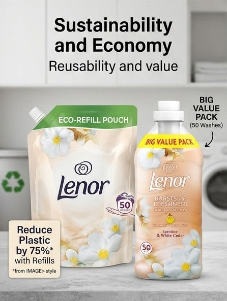 Lenor Fabric Conditioner 50 Washes 1.65 Liters - Jasmine & White Cedar