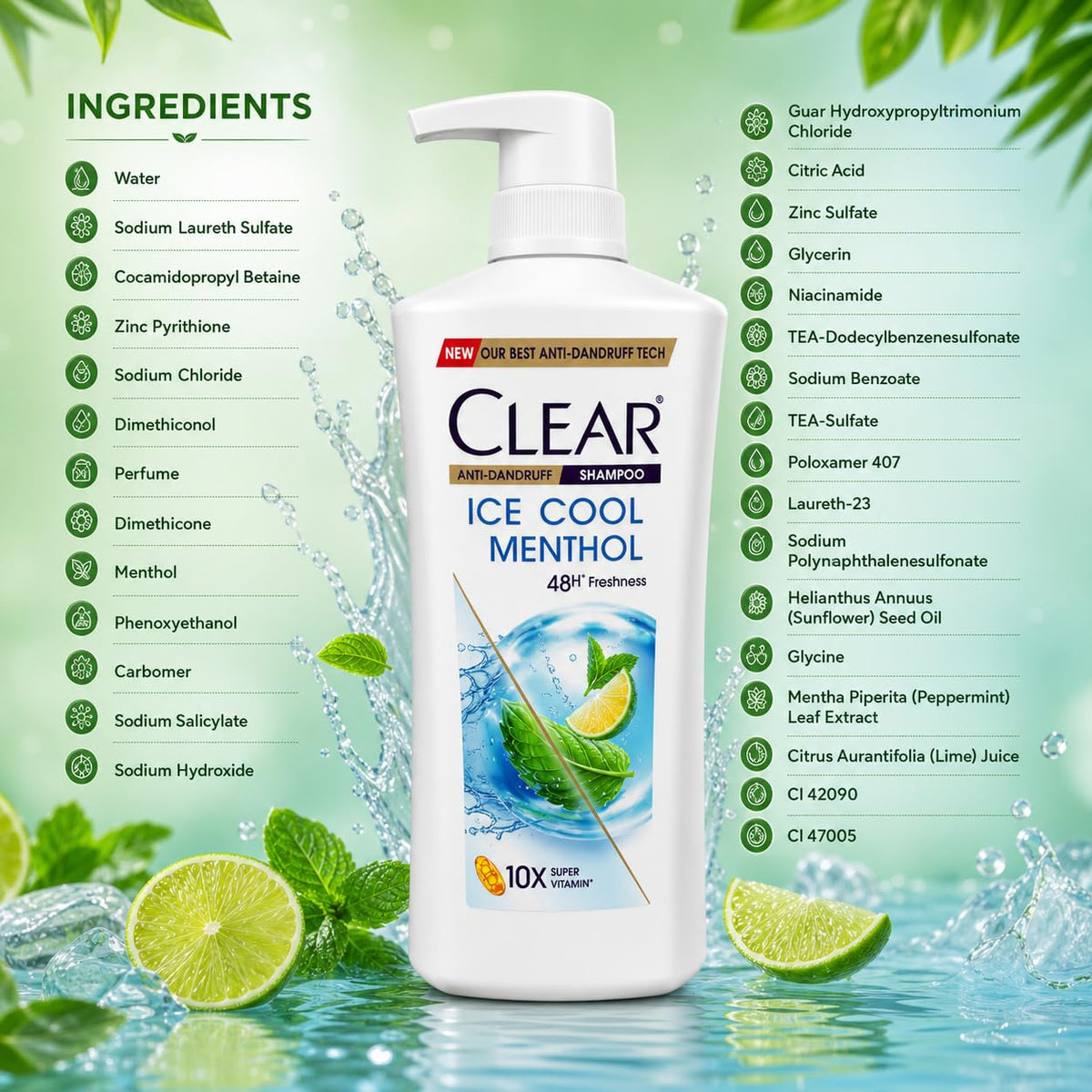 Clear Anti-Dandruff Ice Cool Menthol Shampoo 650ml