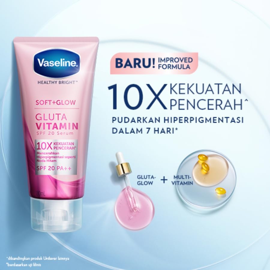 Click to see full view Vaseline Healthy Bright Soft+Glow Gluta Vitamin SPF 20 PA++ Body Serum – 180ml