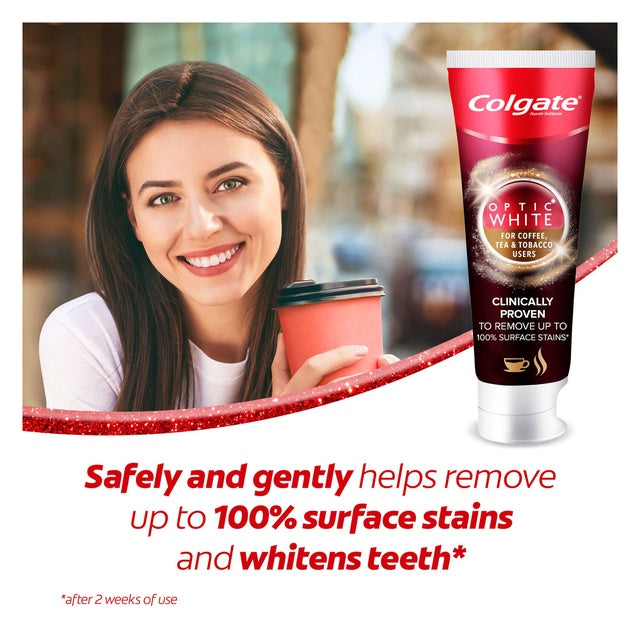 Colgate Optic White Stain Removal Toothpaste for Coffee, Tea & Tobacco | 75ml