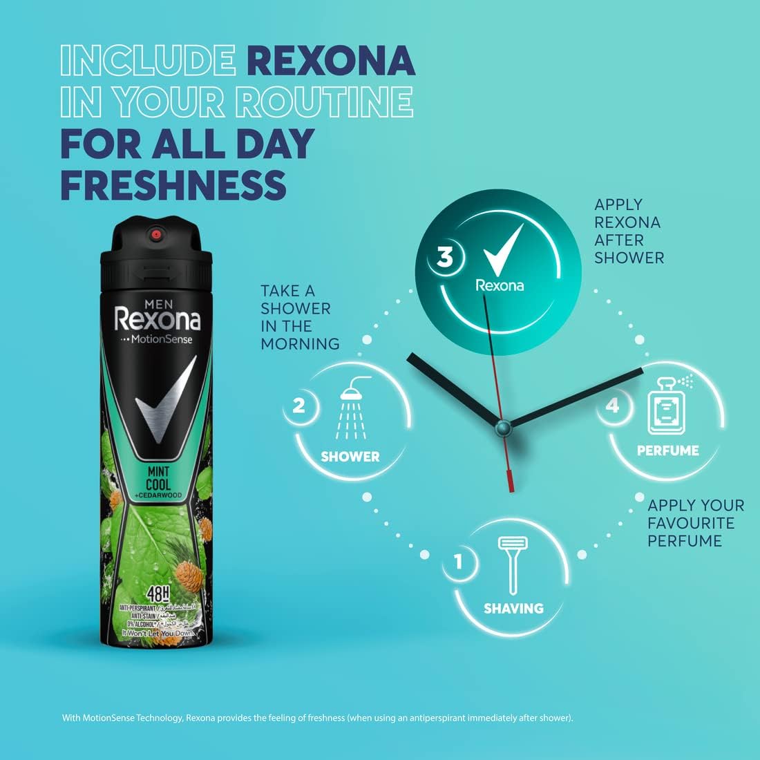 Rexona Men Motion Sense Mint Cool Cedarwood Anti-Perspirant Deodorant Clear 150ml