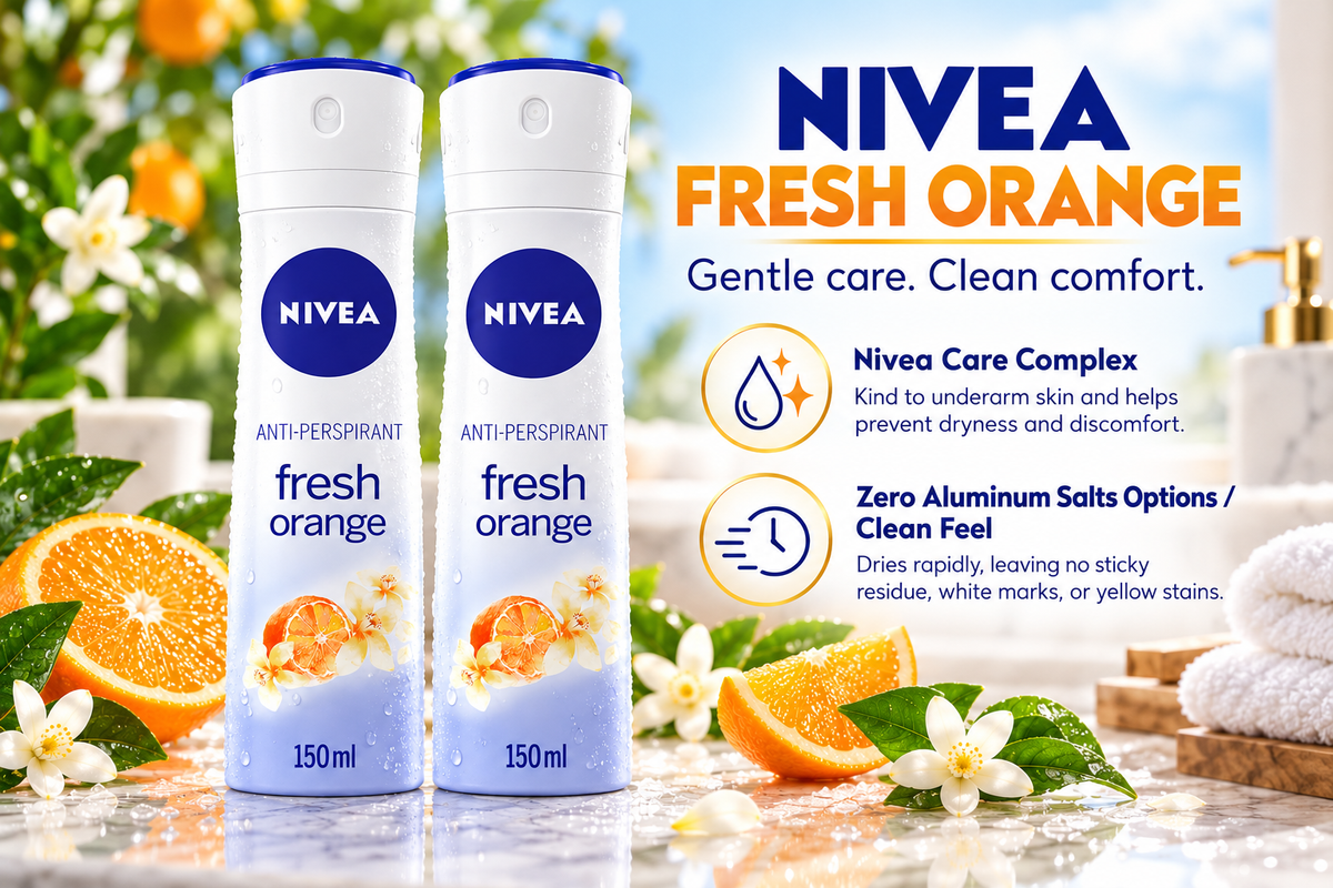 Nivea Fresh Natural Orange Long-Lasting Freshness Body Spray (2 x 150 ml)