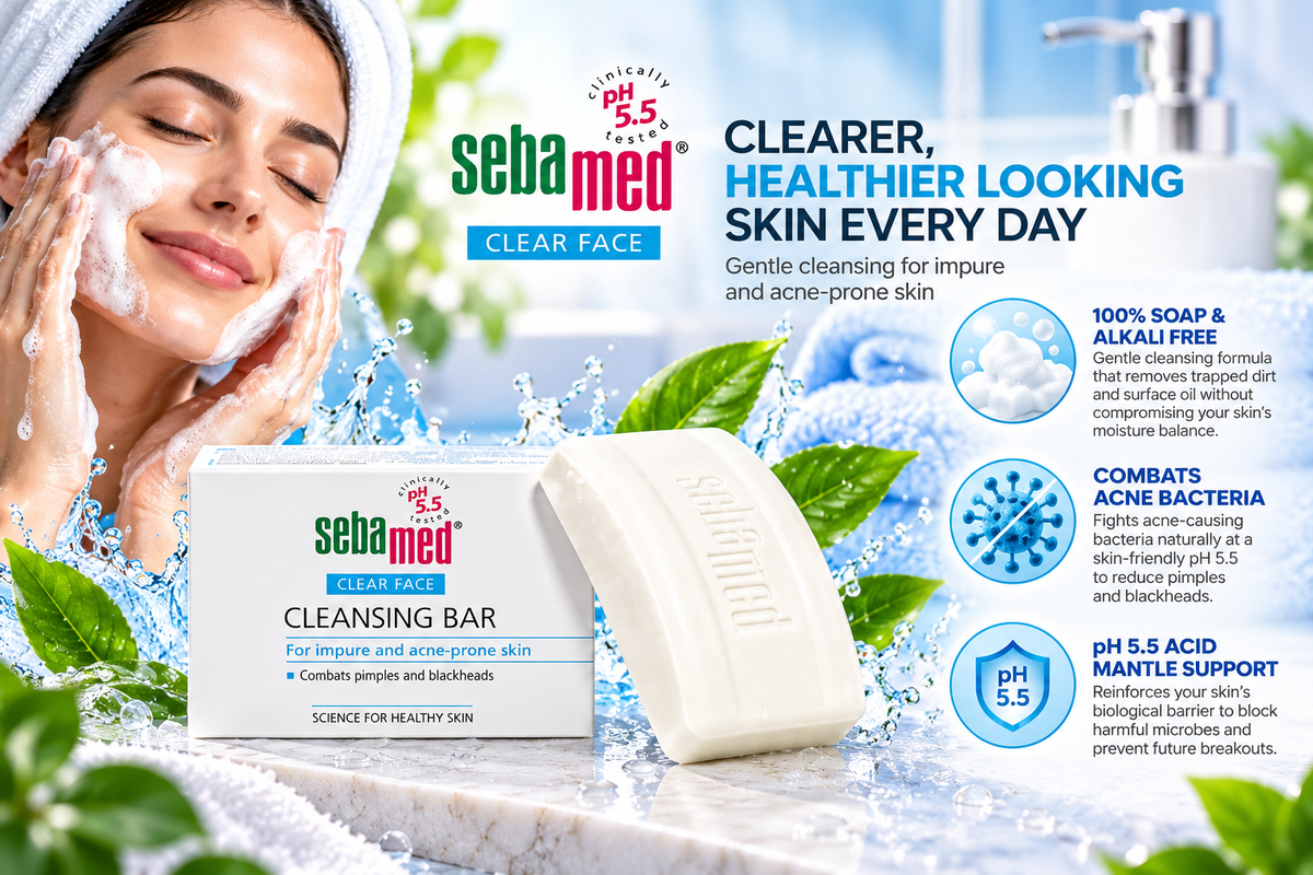 Sebamed Anti-Bacterial Facial Cleansing Bar with pH 5.5 - 100g