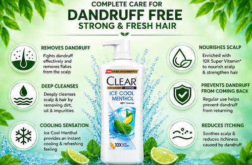 Clear Anti-Dandruff Ice Cool Menthol Shampoo 650ml