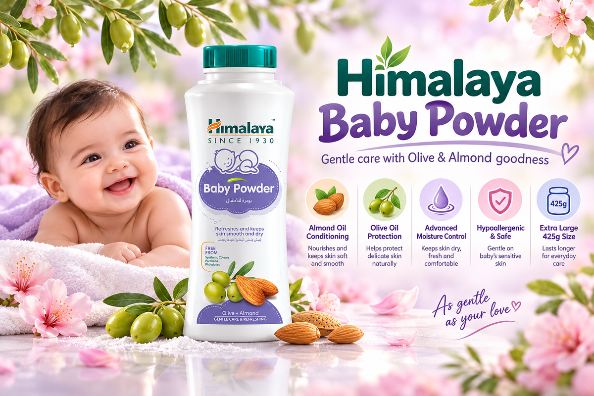 Himalaya Herbals Nourishing Baby Powder | Almond & Olive Oil Formula | 425g