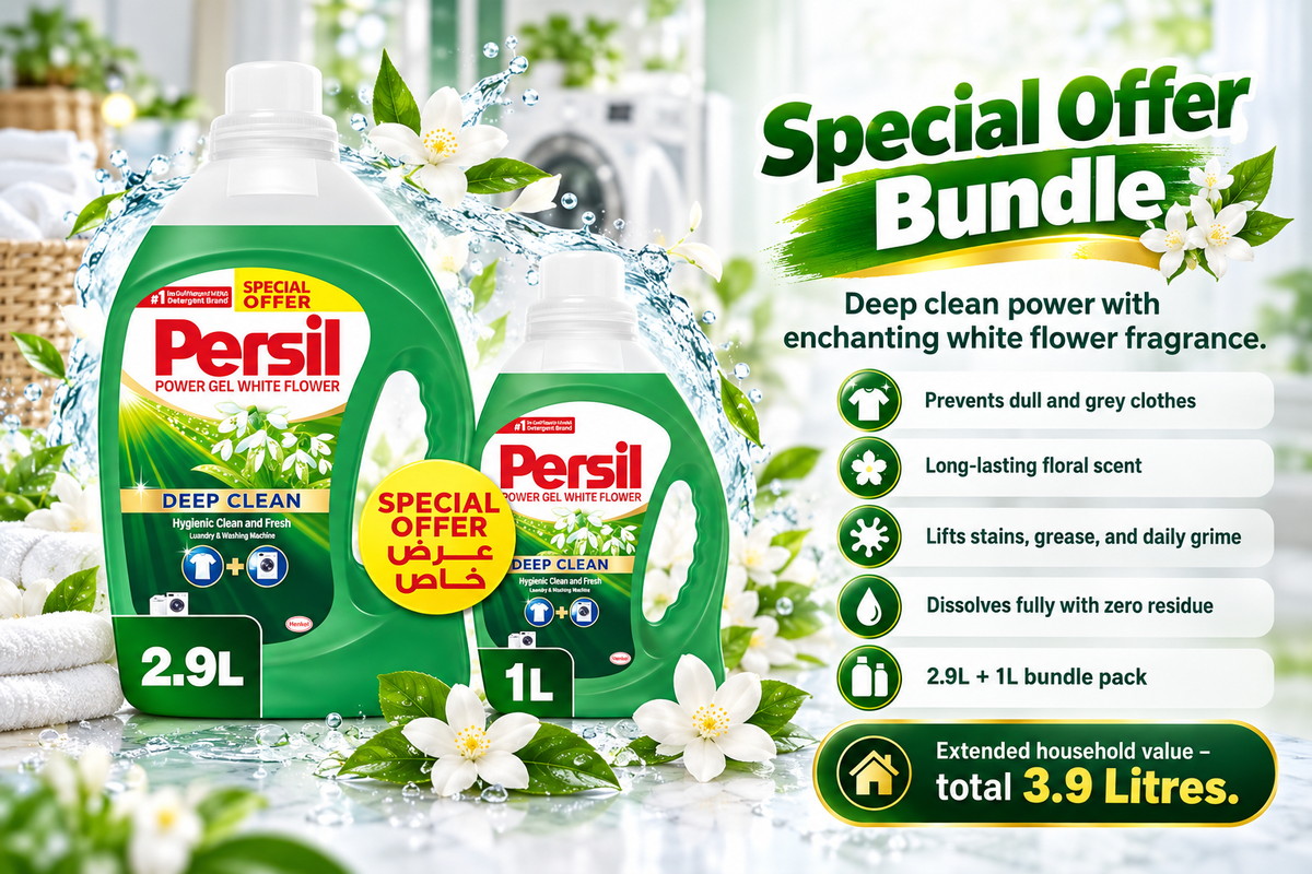 Persil Liquid Laundry Detergent - White Flower Scent (2.9L + 1L Bonus Bundle)