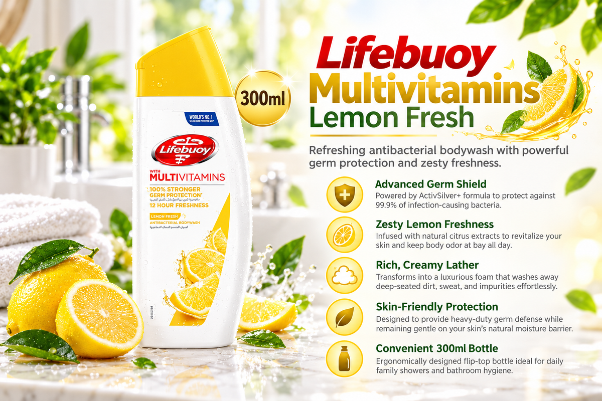 Lifebuoy Lemon Fresh Anti-Bacterial Body Wash | 300 ml | Germ Protection