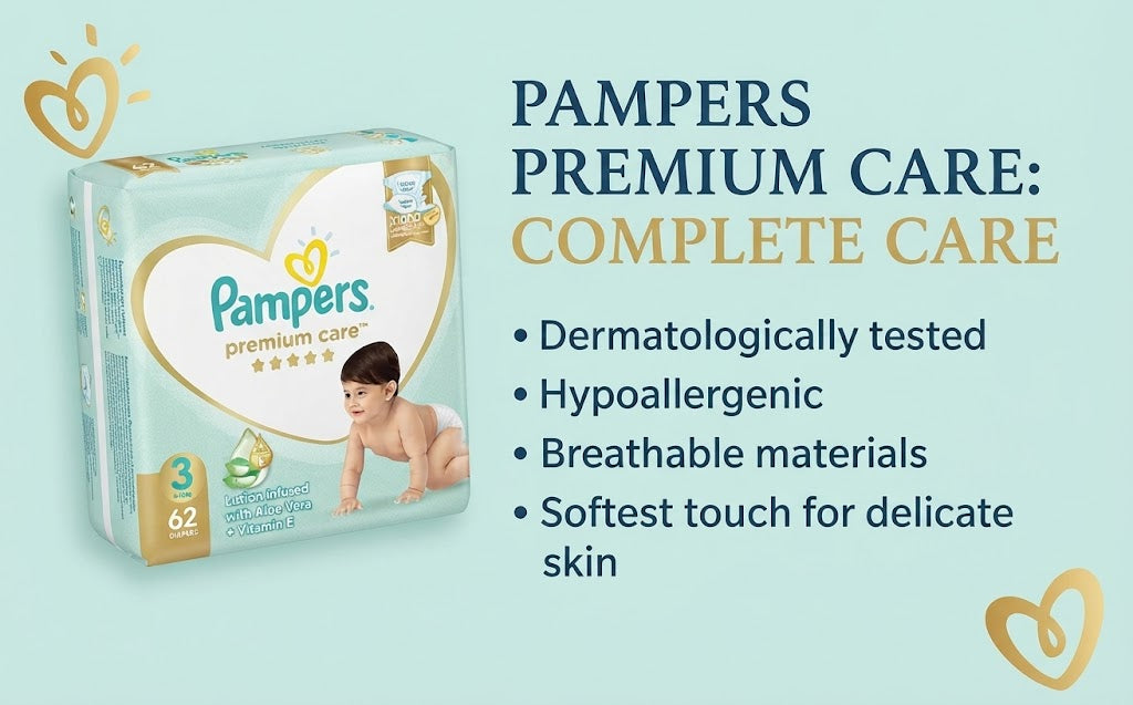 Pampers Premium Care Size (3) Medium 6-10 Kg 62 Diapers