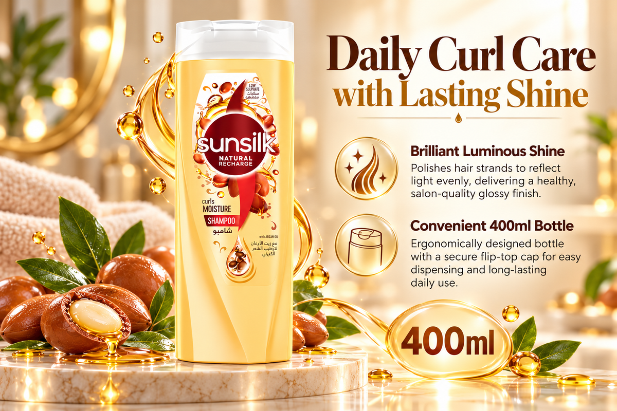 Sunsilk Curl Hydration & Frizz Control Hair Shampoo - Argan Oil (400 ml)