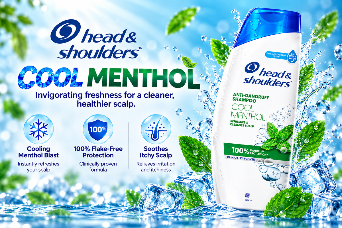 Head & Shoulders Cool Menthol Anti-Dandruff Shampoo for Men & Women - 190ml