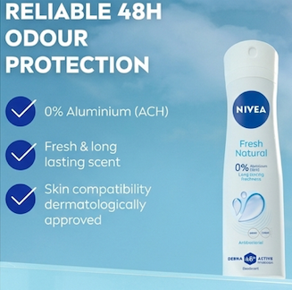 Nivea Fresh Natural Antiperspirant Spray for Women 48H Protection 150 ml