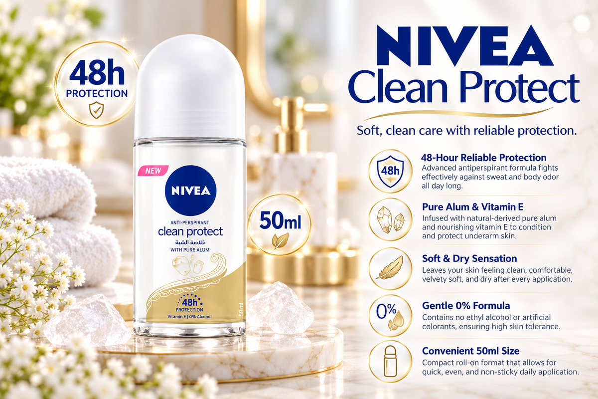 Nivea Women's Clean Protect Deodorant - 48H Long-Lasting Dryness (50 ml)