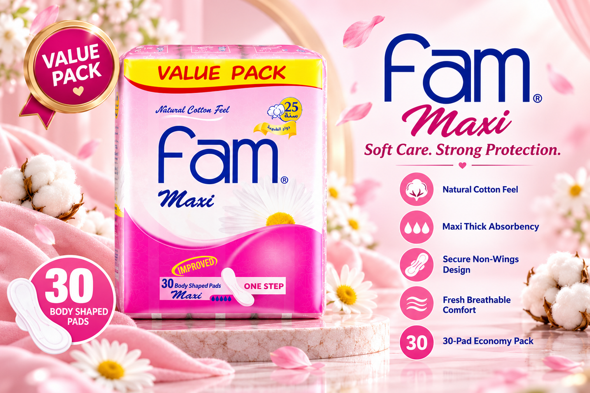 Fam Sanitary Pads Maxi Thick Non-Wings with Soft Cotton Touch (30 Pcs Pack)