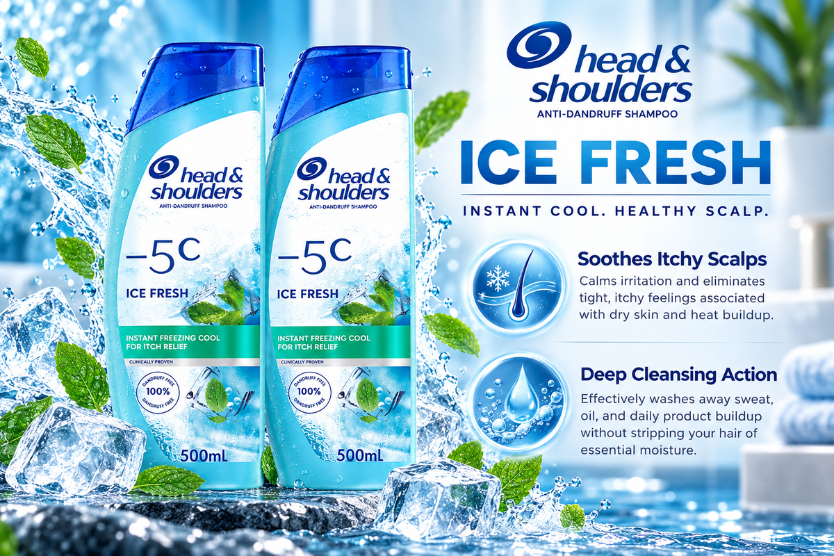 Head & Shoulders -5°C Ice Fresh Anti-Dandruff Shampoo | Value Pack 2 x 500ml