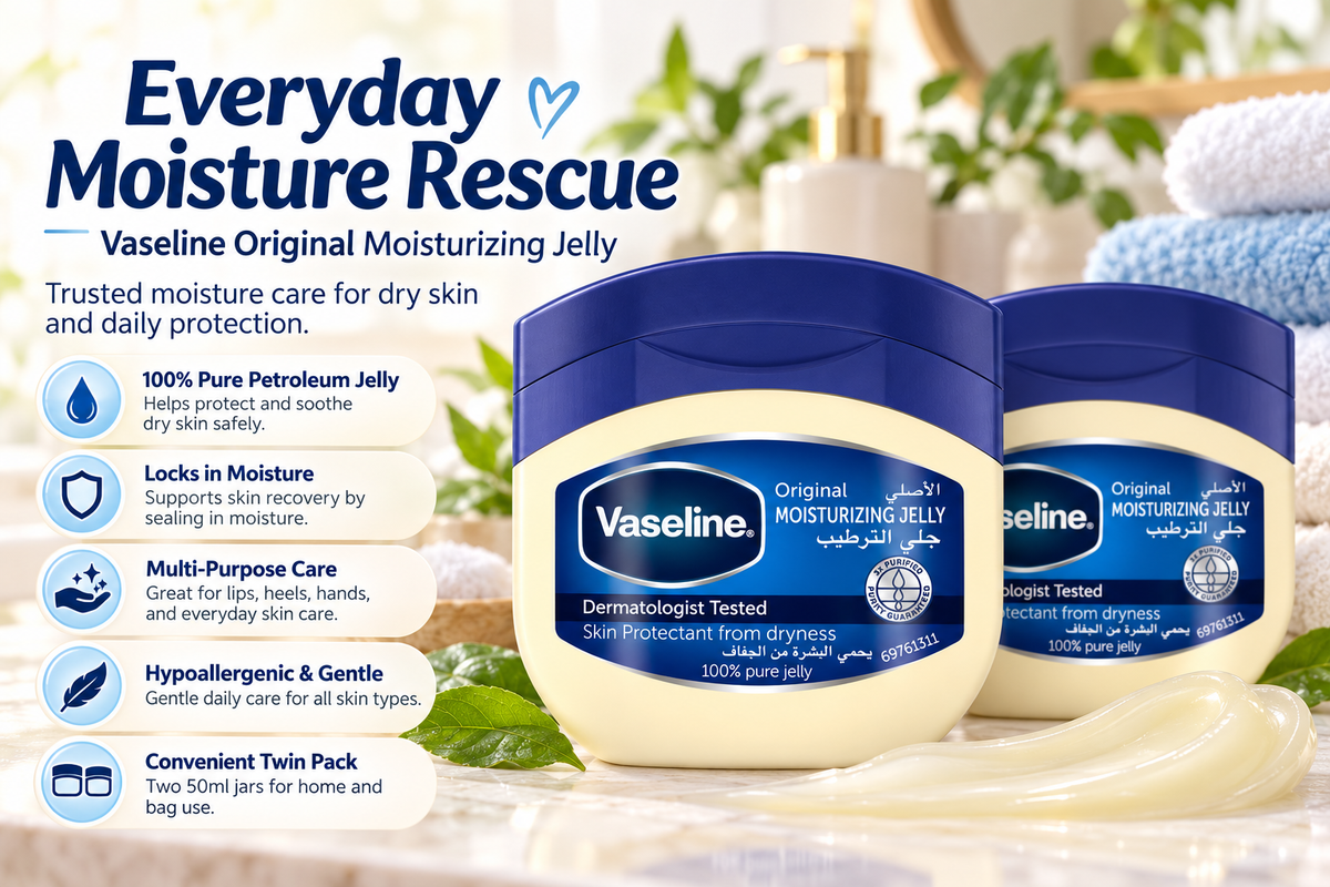 Vaseline 100% Pure Petroleum Jelly Duo - Original Skin Protection (2 x 50 ml)