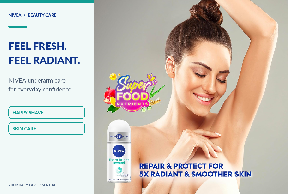Nivea Deodorant for Woman Roll On Whitening Happy Shave 50ml
