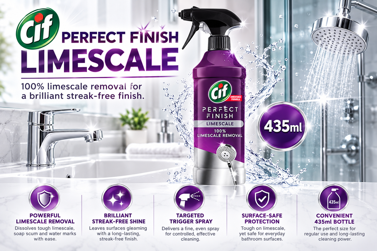 Cif Perfect Finish Limescale Removal Spray | Bathroom Cleaner | 435ml