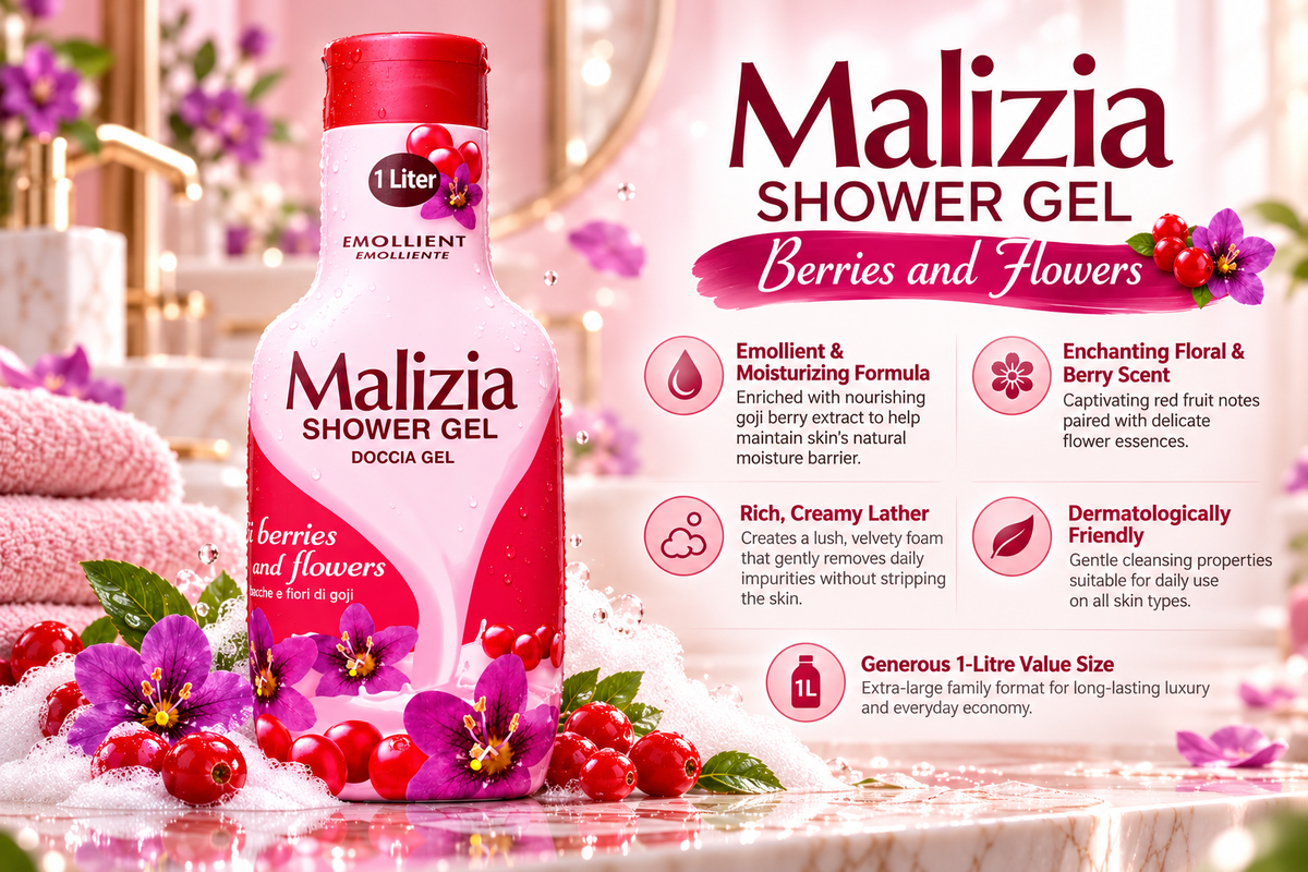 Malizia Emollient Bath Foam | Goji Berries & Flowers Scent | 1000 ml