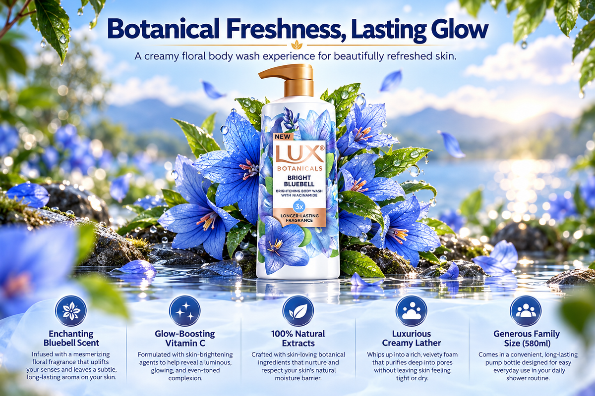 Lux Botanicals Bright Bluebell Body Wash | 580ml