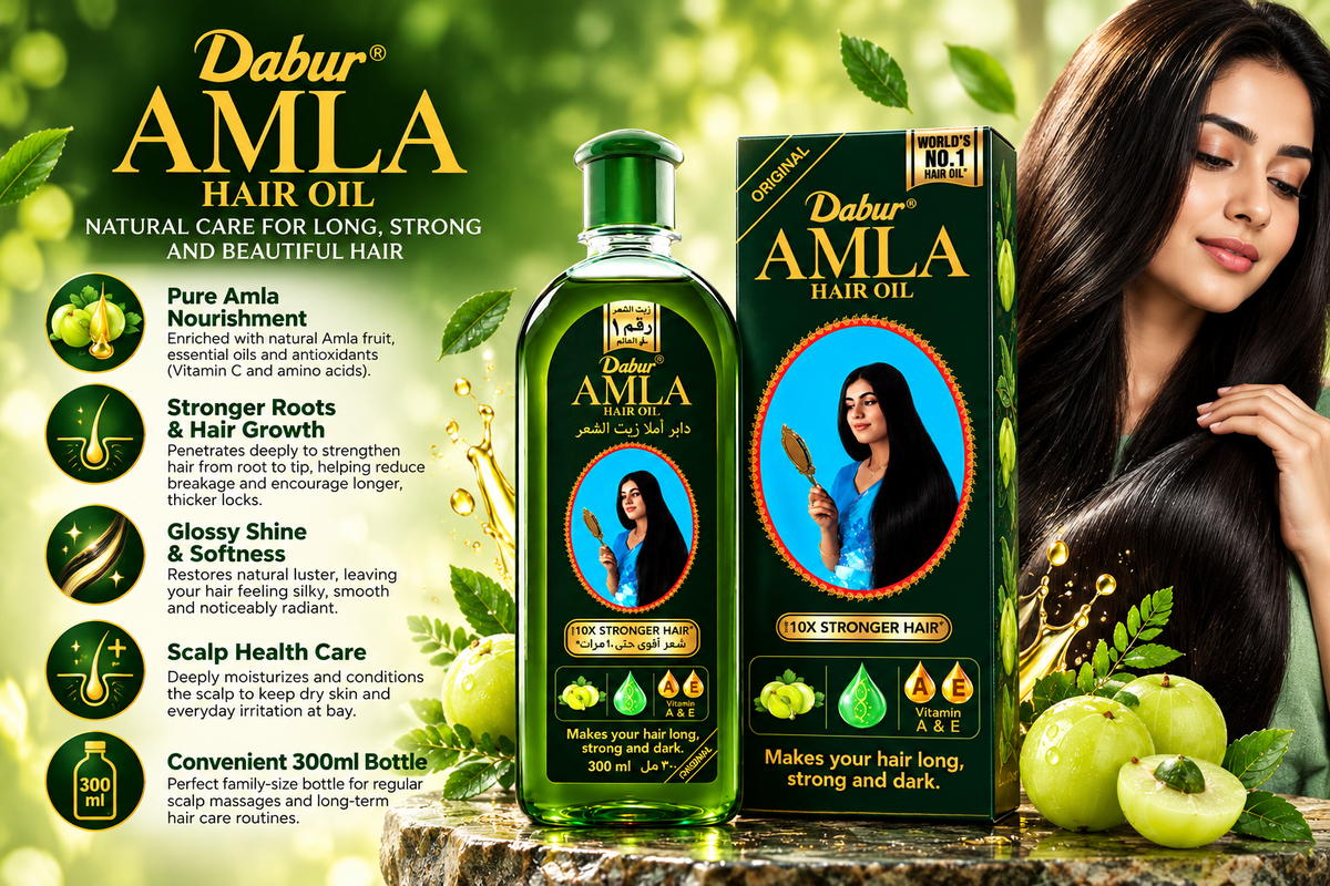 Dabur Amla Traditional Hair Oil for Long, Strong & Glossy Hair (300 ml)