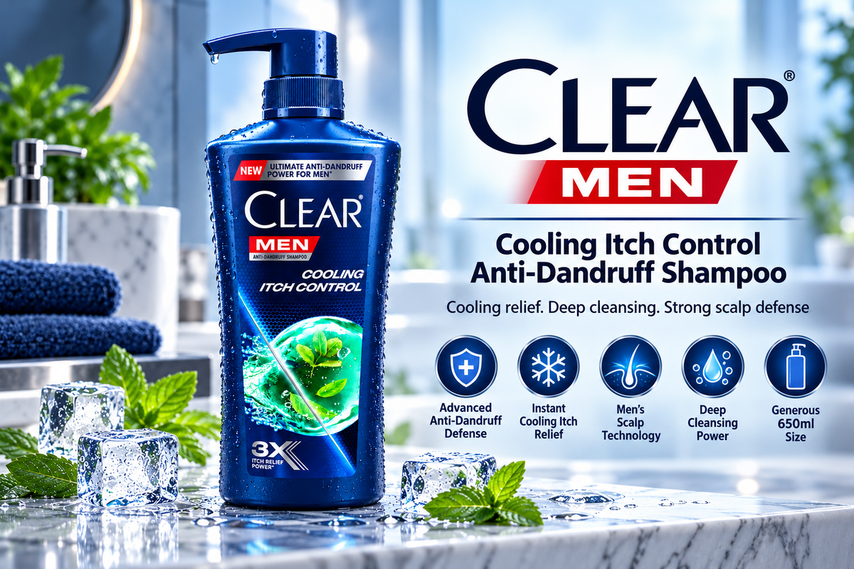 Clear Men Scalpcare Anti-Dandruff Shampoo - Cooling Itch Relief (650 ml)