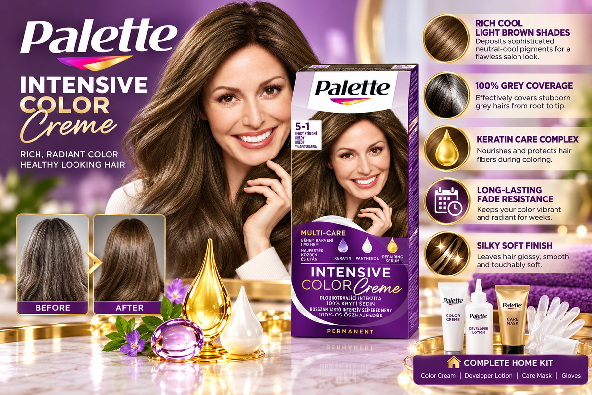 Schwarzkopf Palette Long-Lasting Nourishing Hair Color Cream - Cool Light Brown (5-1)