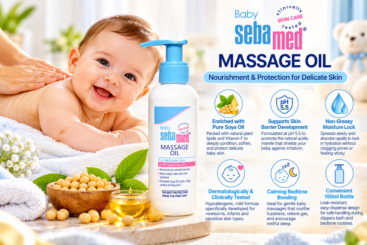 Sebamed Gentle Nourishing Baby Body Massage Oil for Sensitive Skin (150 ml)