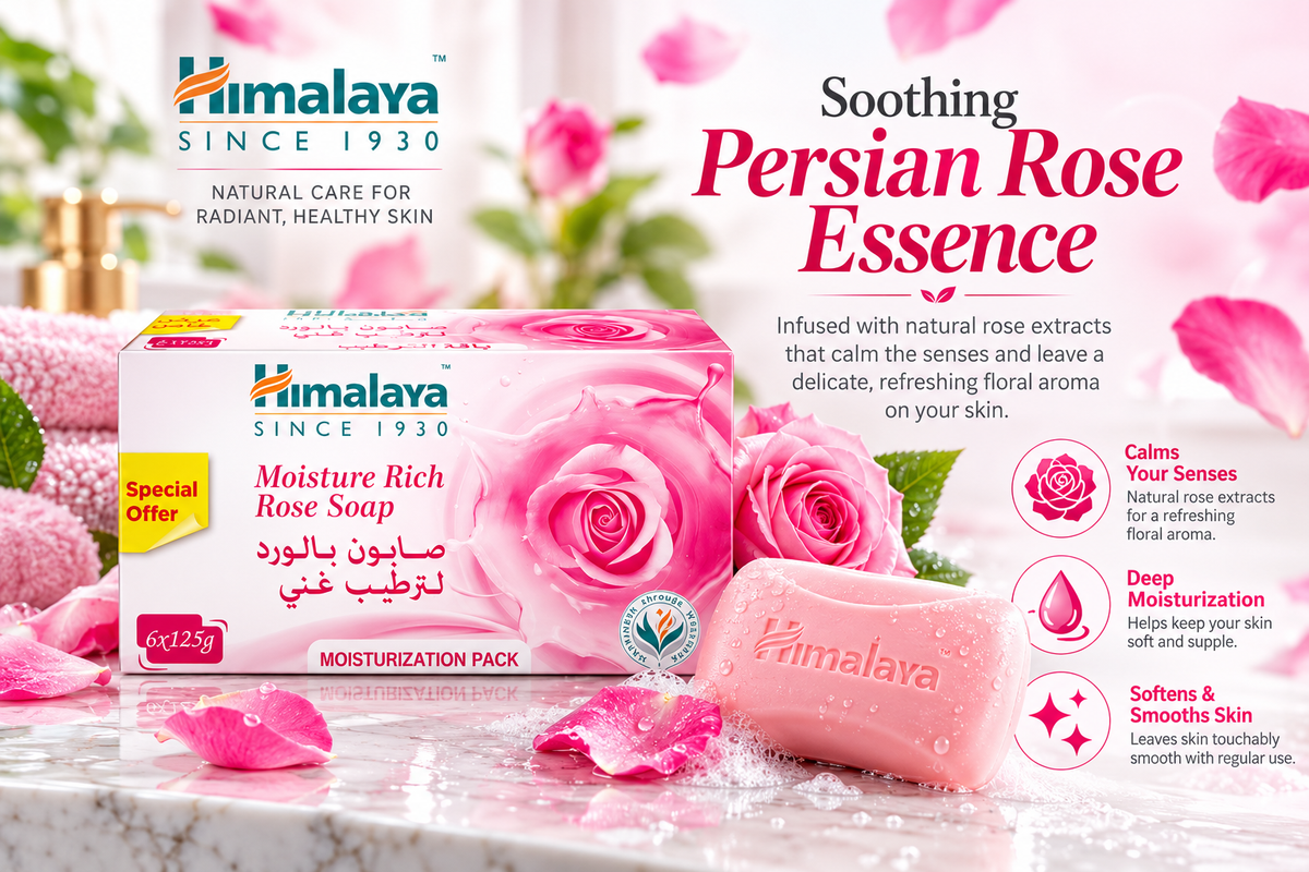 Himalaya Moisture Rich Rose Soap Value Pack - 6 x 125g (Total 750g)