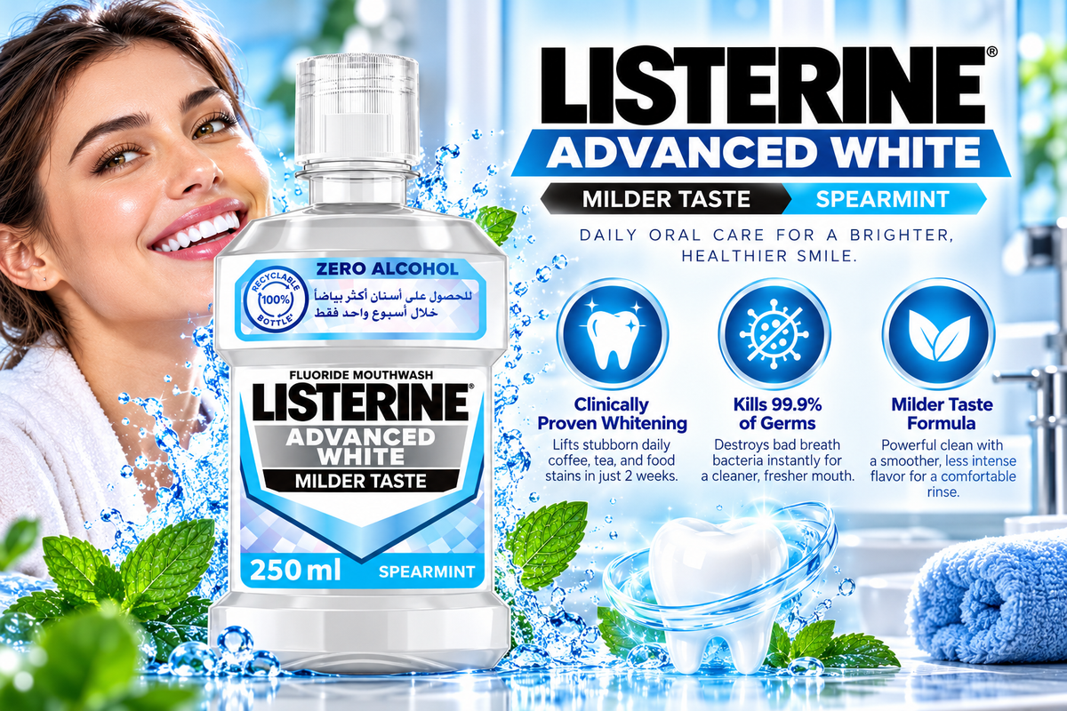 Listerine Advanced White Milder Taste Spearmint Mouthwash | 250ml
