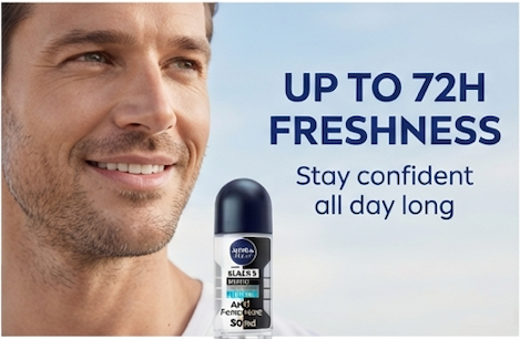 Nivea Men Black & White Invisible Fresh Roll On Deodorant Anti Perspirant 50ml