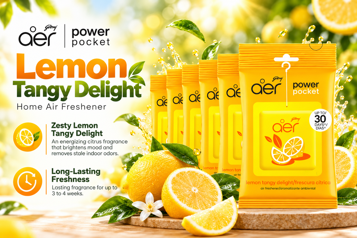 Godrej Aer Long-Lasting Home & Bathroom Freshener - Lemon Scent (6-Pack)