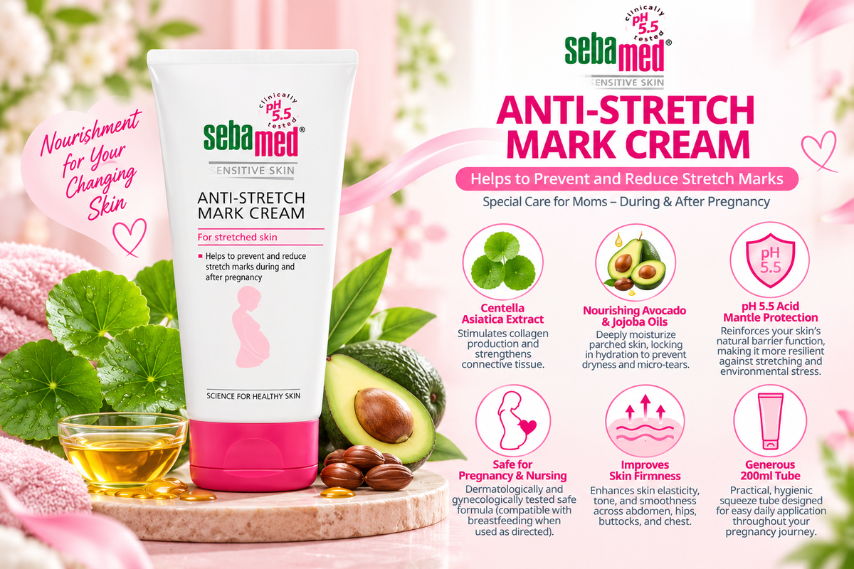 Sebamed Anti-Stretch Mark Cream with Centella Asiatica & Avocado Oil | 200ml