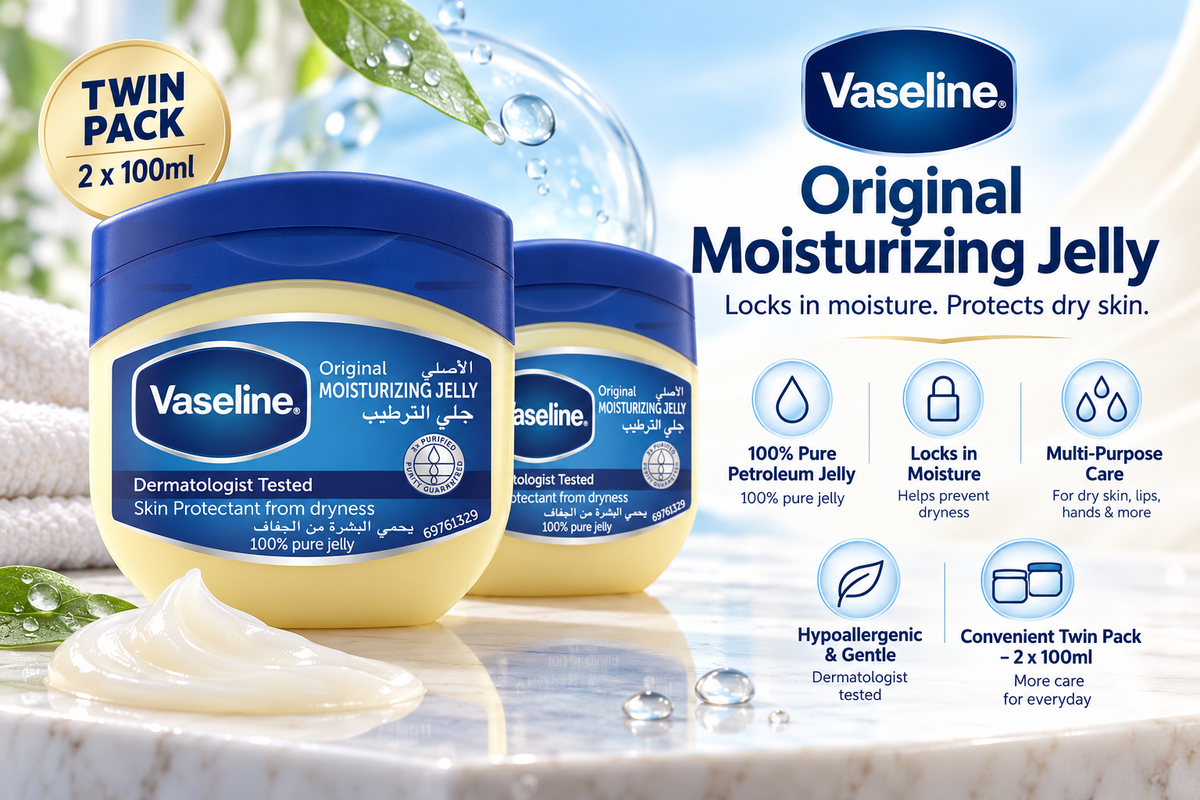 Vaseline Original Pure Petroleum Jelly | Skin Protectant & Healing Jelly | 100ml (Twin Pack)