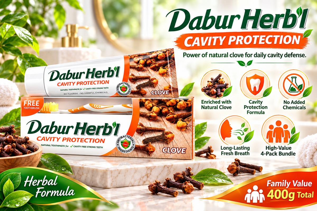 Dabur Herbal Clove Toothpaste | Cavity Protection | 4 x 100g (Pack of 4)