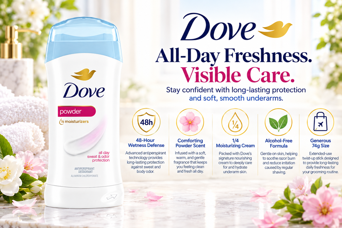 Dove Powder Soft Antiperspirant Deodorant Stick | 74g
