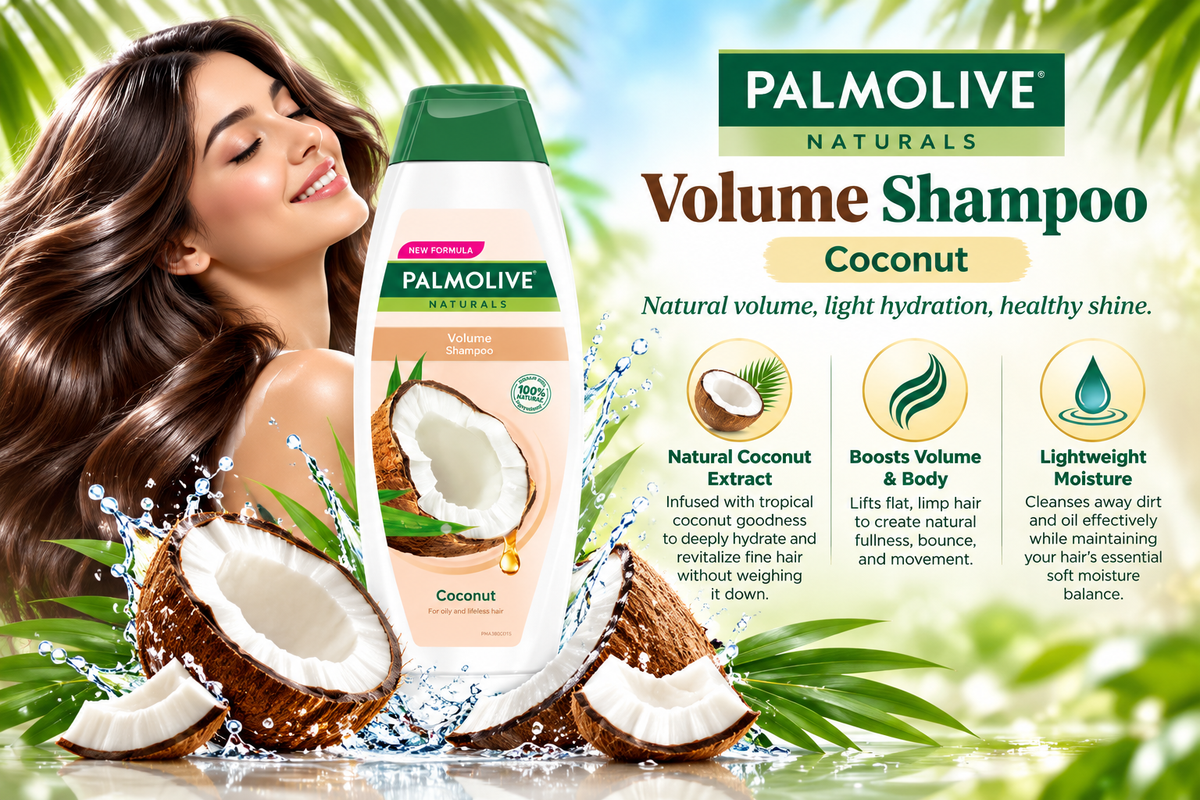 Palmolive Naturals Volume Shine Shampoo for Fine Hair - Coconut (380 ml)