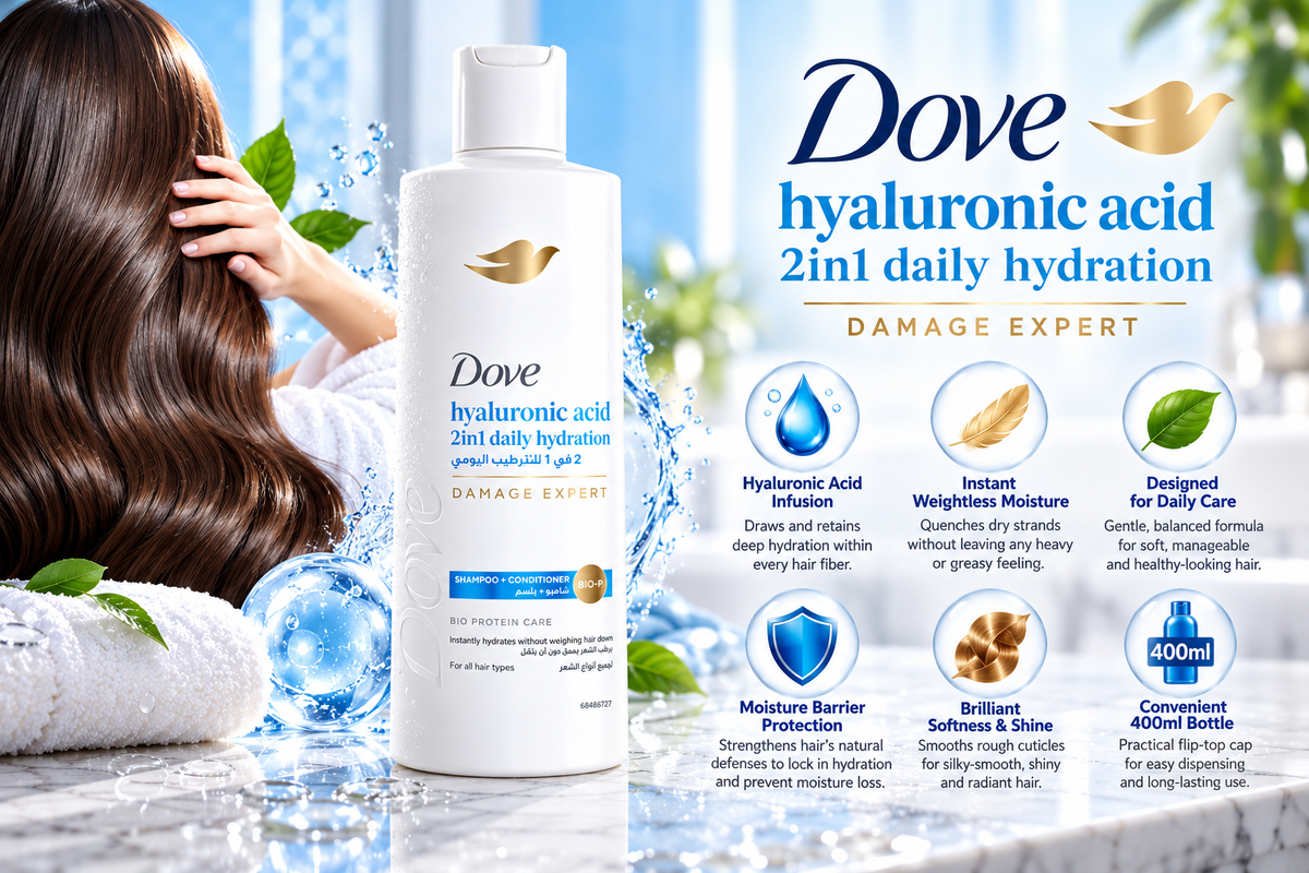 Dove Advanced Moisture Hair Shampoo Infused with Hyaluronic Acid - 400 ml