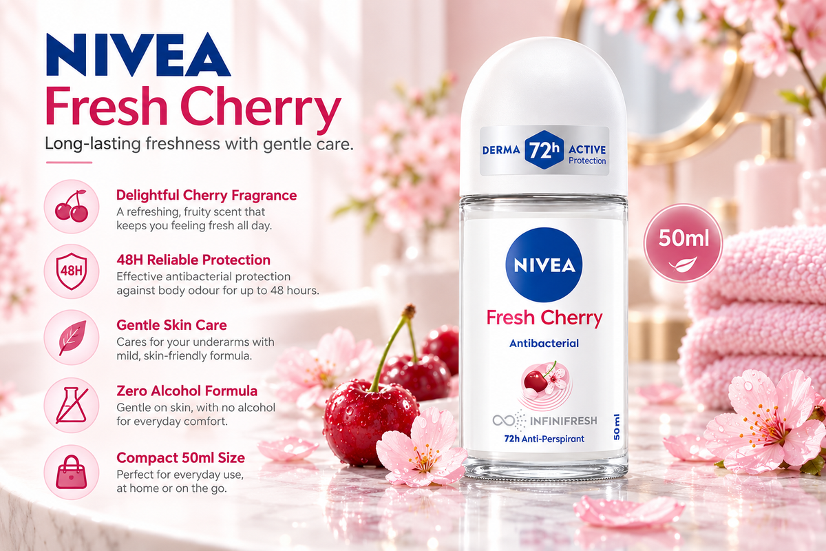 Nivea Women's Fresh Cherry Scent Antiperspirant Care - 50 ml Roll-On