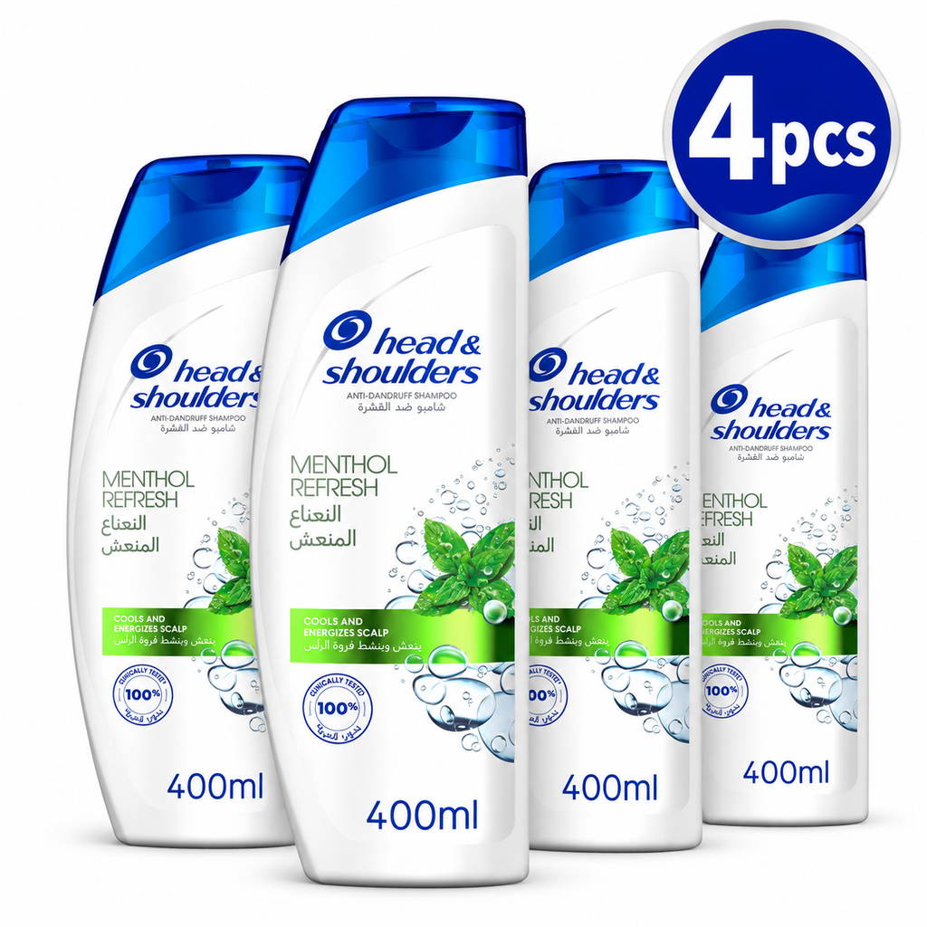 Head & Shoulders Refreshing Menthol Shampoo 400ml x 4pcs  – Cooling Anti-Dandruff Care