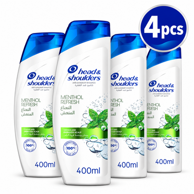 Head & Shoulders Refreshing Menthol Shampoo 400ml x 4pcs  – Cooling Anti-Dandruff Care