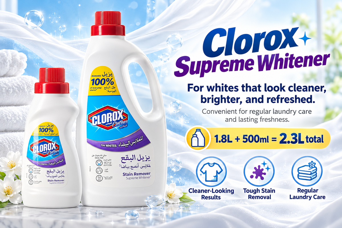 Clorox Supreme Whitener Stain Remover – 1.8L + 500ml Bonus Pack