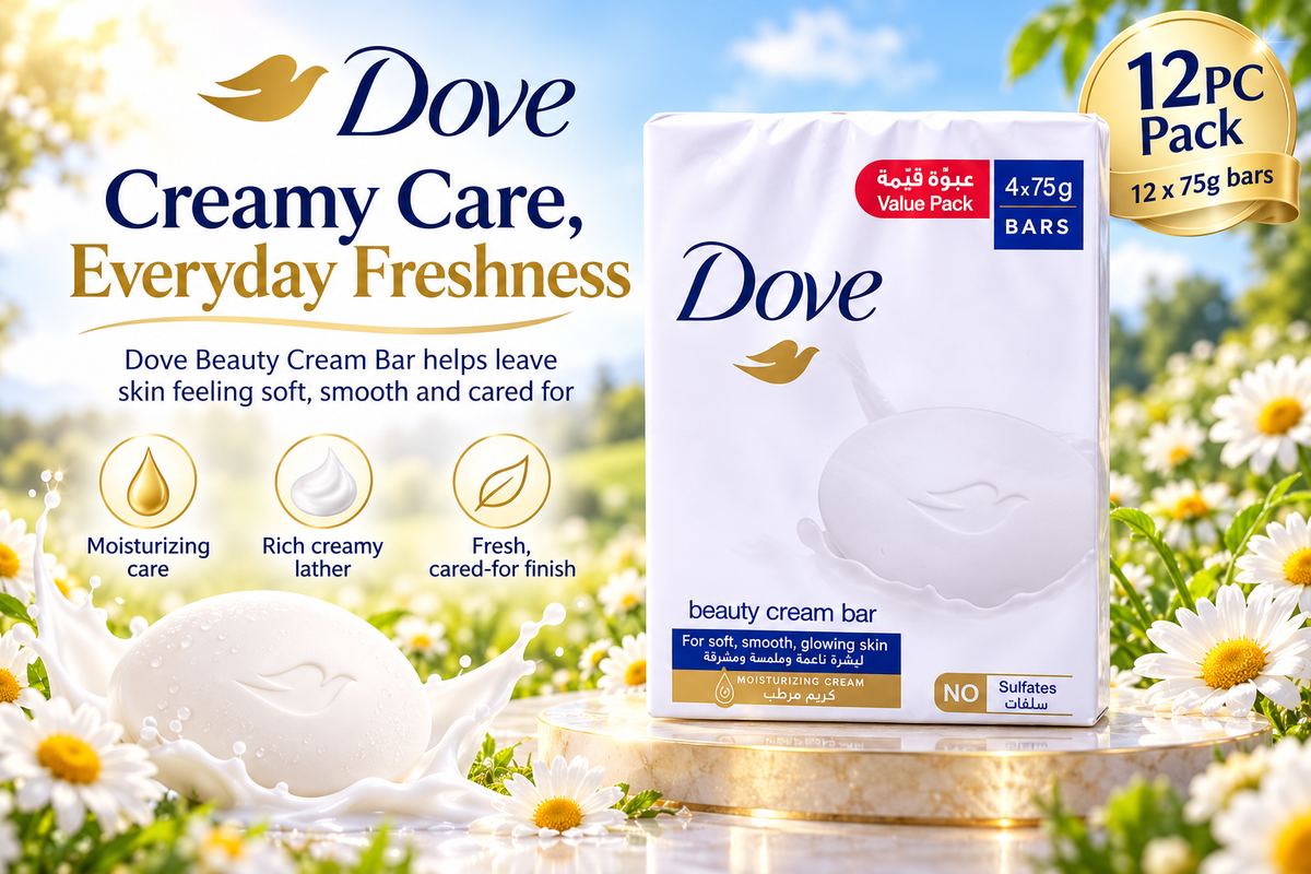 Dove Beauty Cream Bar White 75g × 12 – Gentle Cleansing & Moisturizing Care