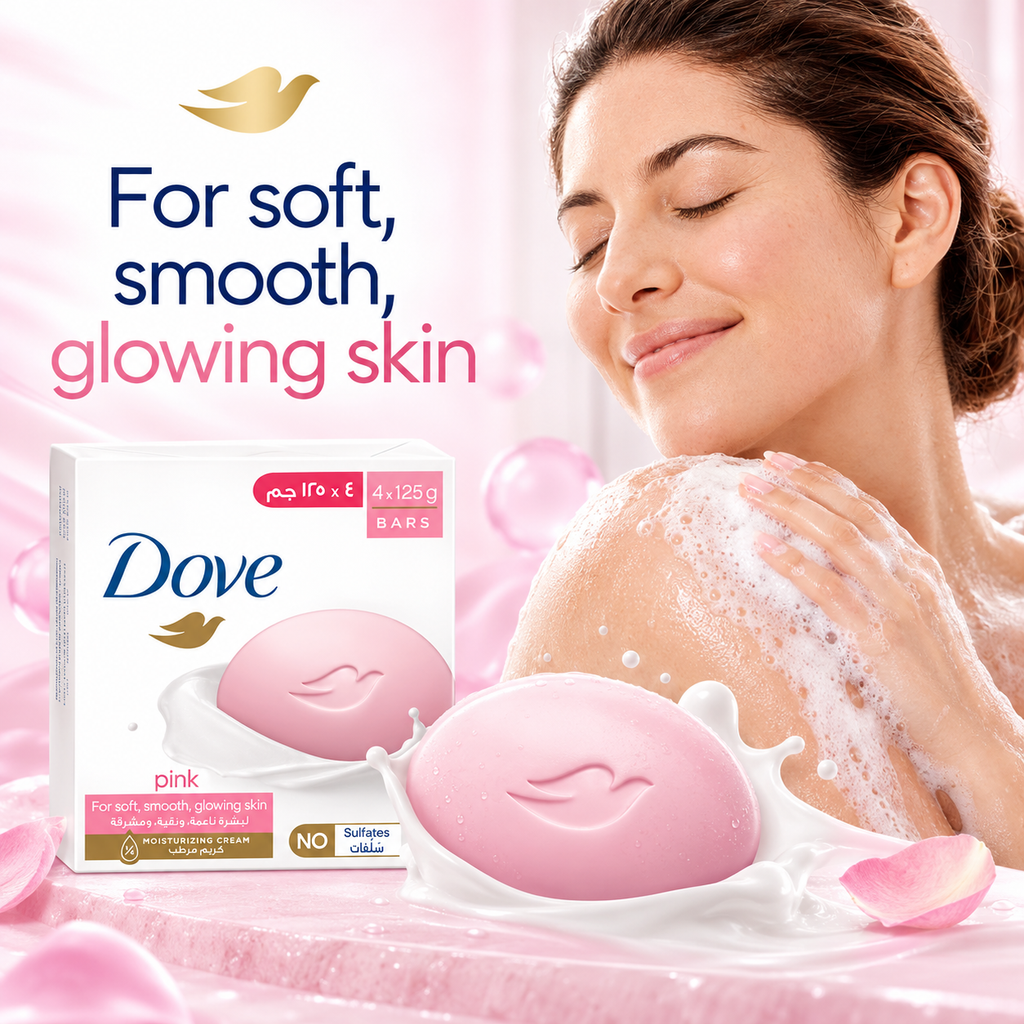 Dove Pink Beauty Bar 75g × 8 – Gentle Cleansing & Soft Skin Care