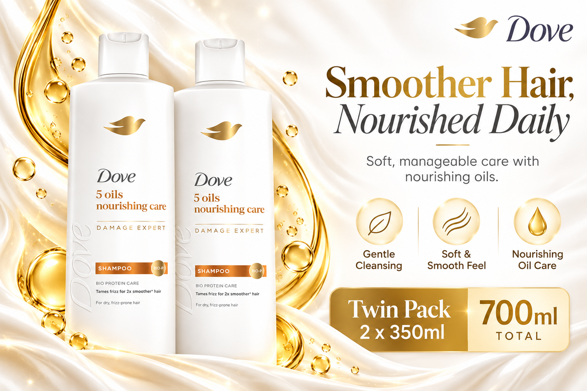 Dove Nourishing Oil Care Shampoo Twin Pack – 2 × 350ml