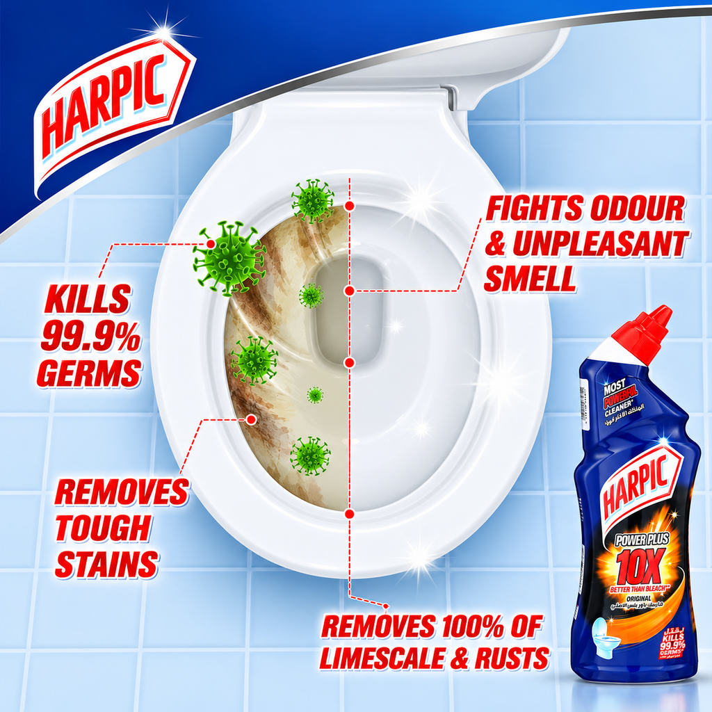 Harpic Power Plus Black 750ml – Strong Toilet Cleaning Gel X 2Pcs