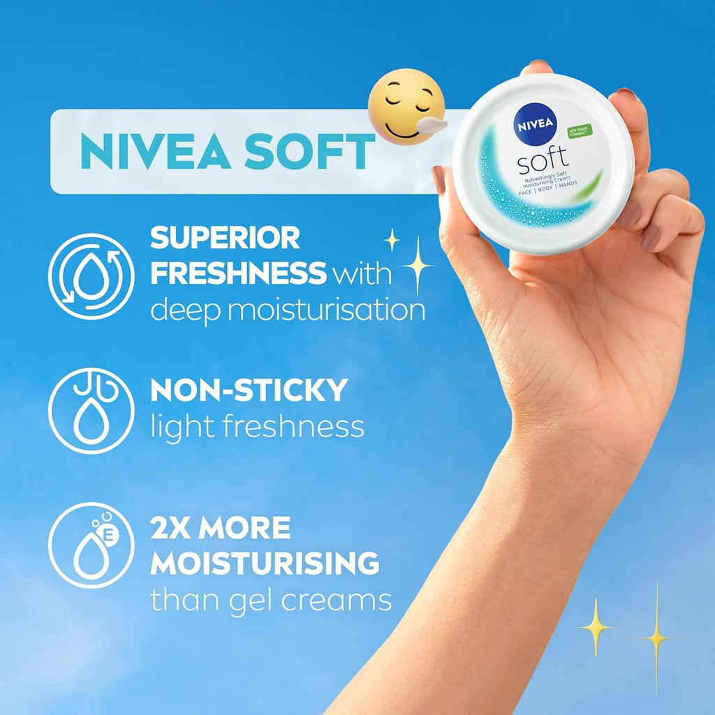 Nivea Soft Refreshing Moisturizing Cream for Face, Body & Hands - 300ml Jar