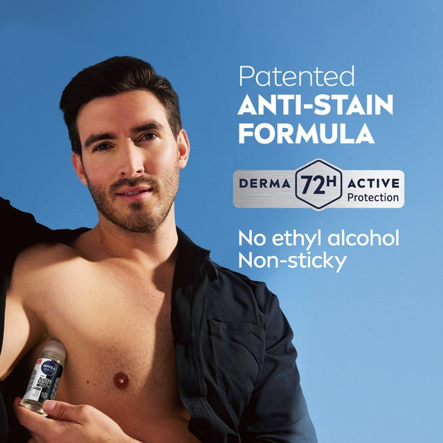 Nivea Men Black & White Invisible Antiperspirant Roll-On Deodorant Original 72H Active Protection 50 ml