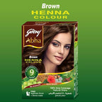 Godrej Abha Henna Hair Color - Rich Brown Shade (6-Sachet Multi-Pack)