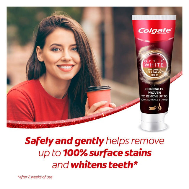 Colgate Optic White Stain Removal Toothpaste for Coffee, Tea & Tobacco | 75ml