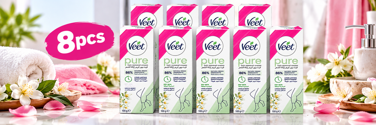 Veet Hair Removal Cream for Dry Skin 100ml x 8pcs – Smooth Skin Care